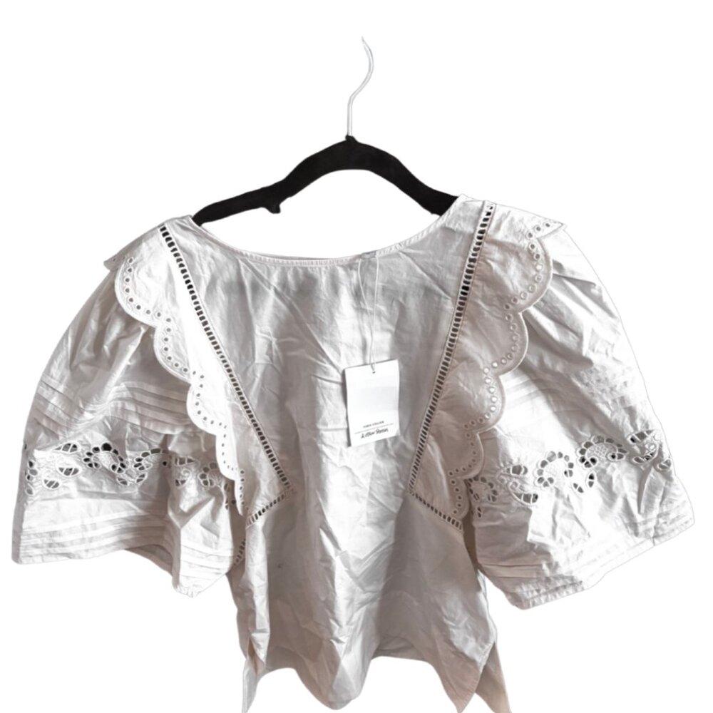 NWT & Other Stories White Lace Short Sleeve Top